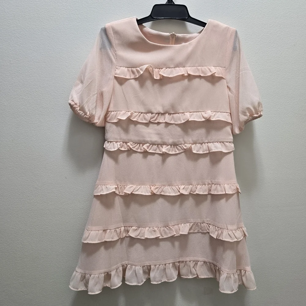 Gianni Bini Girls Formal Tiered Ruffle Dress Size 6 Blush